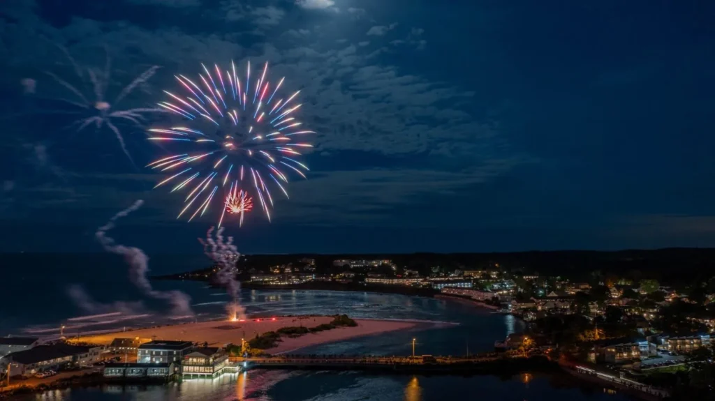 Fourth of July fireworks over ogunquit beach